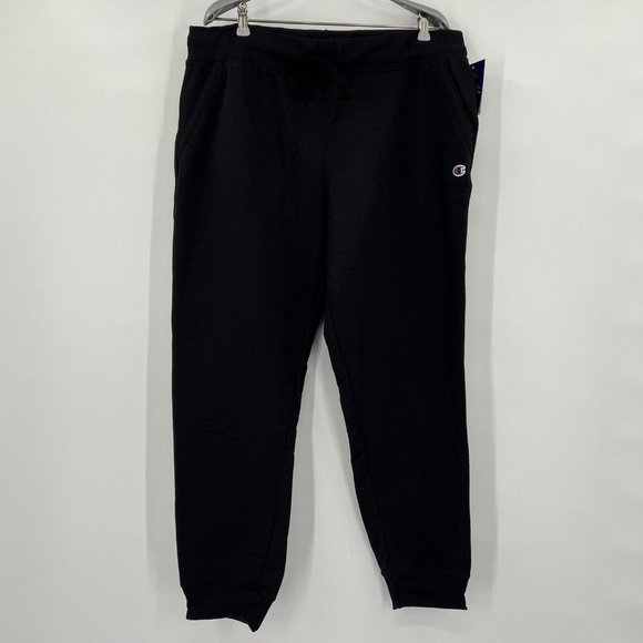 Champion Pants - Champion Powerblend Women's Fleece Joggers sz XL Black Elastic Waist C Sweatpant